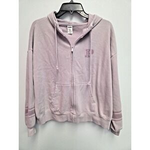 PINK Victoria's Secret Women's Med Lavender/Mauve Zip-Up Jacket Hoodie Pockets